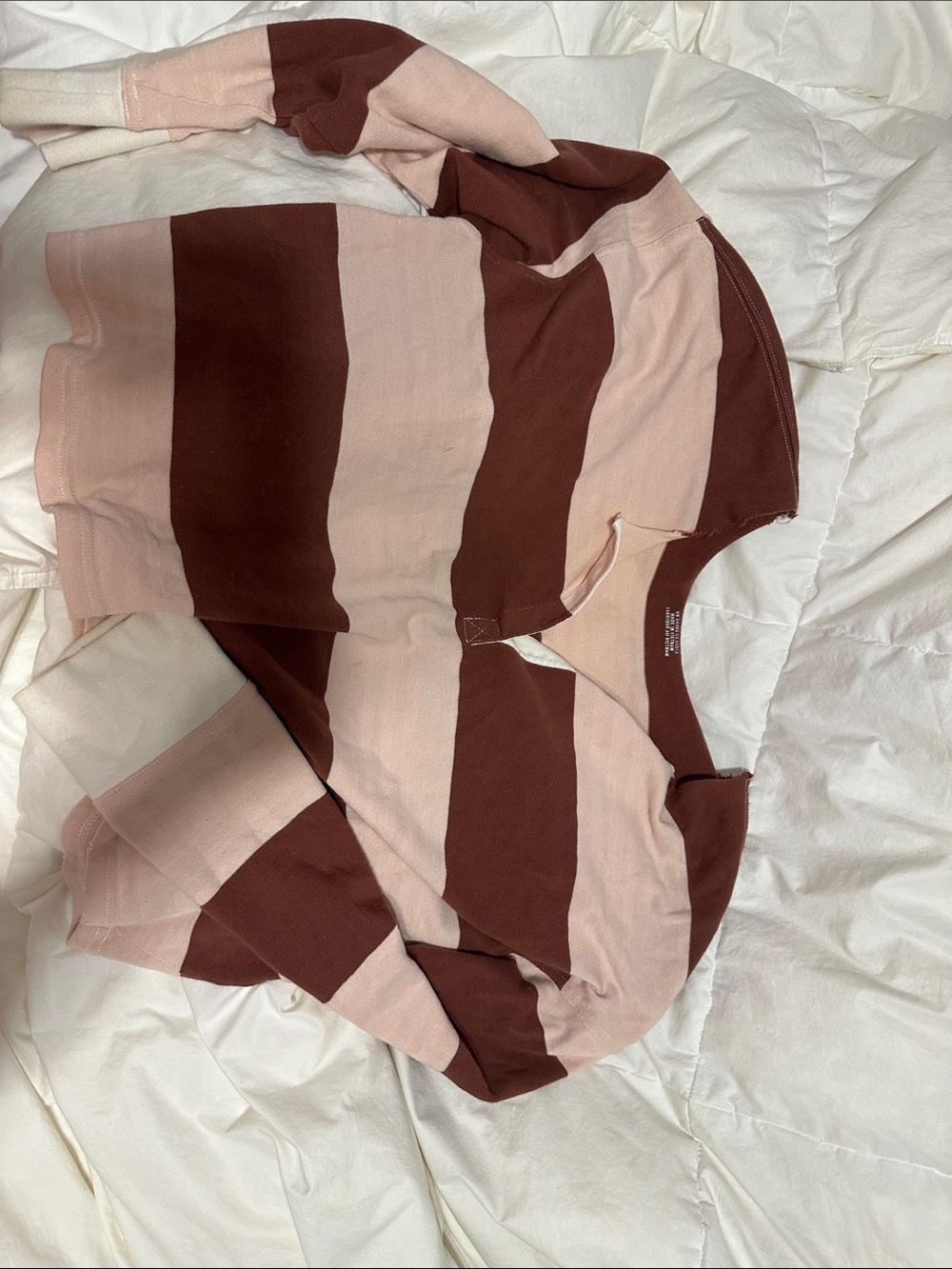 Striped Pink and Brown Long-Sleeve Knit Sweater